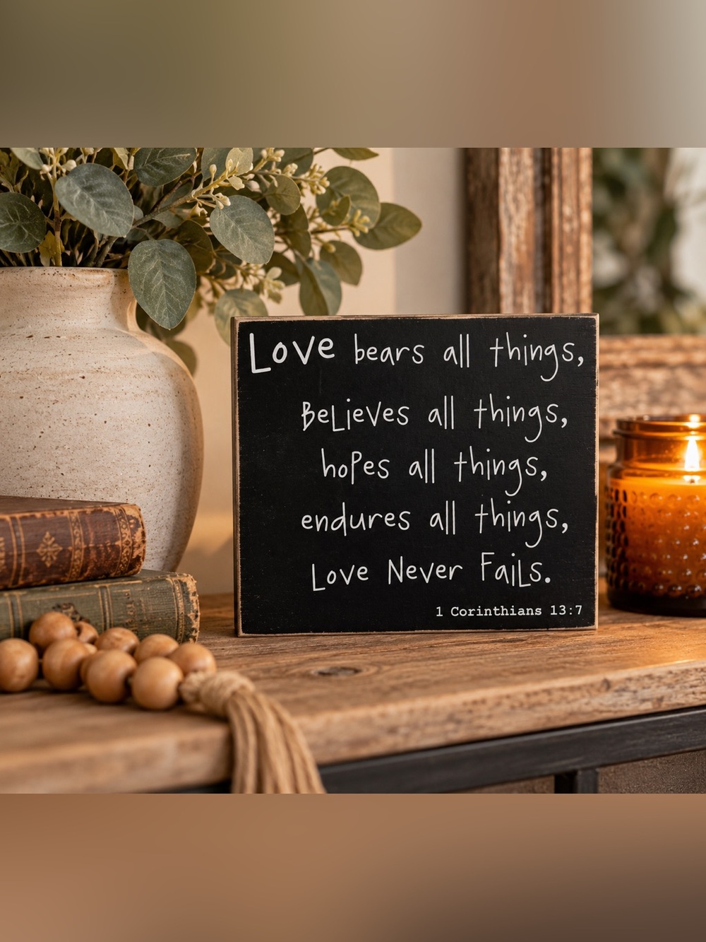 Love Never Fails Wooden Box Sign NWT